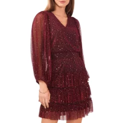 Budget ⌛ VINCE CAMUTO Sparkle Dot Tiered 👗 Dress Coal/ Silver 🎉