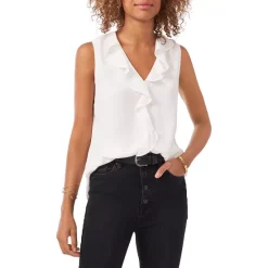 Best Sale ⌛ VINCE CAMUTO Ruffled Blouse Radient Red 🛒