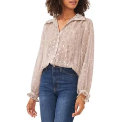 New 🥰 VINCE CAMUTO Collared Blouse French Oak 🎁