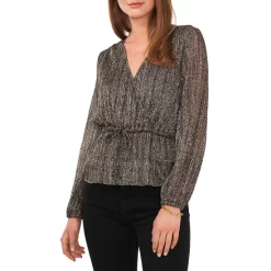 Buy π€© VINCE CAMUTO Metallic Crossover Top Rich Black βοΈ