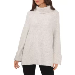 Discount 🎁 VINCE CAMUTO Zigzag Turtleneck Tunic Sweater Silver Heather ✔️