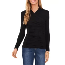 Discount β VINCE CAMUTO Crossover Ruched Top Rich Black β¨