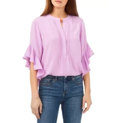 Deals 💯 VINCE CAMUTO Split Neck Ruffle Sleeve Blouse Pomegranite Pink ✔️ -VINCE CAMUTO Sales unnamed file 22