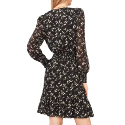 Best deal 💯 VINCE CAMUTO V Neck Floral Print 👗 Dress Rich Black 😉 -VINCE CAMUTO Sales unnamed file 225