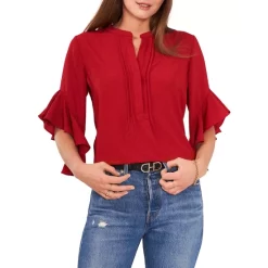 Deals 💯 VINCE CAMUTO Split Neck Ruffle Sleeve Blouse Pomegranite Pink ✔️ -VINCE CAMUTO Sales unnamed file 23