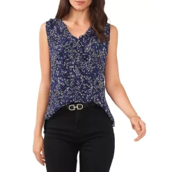 Best Pirce ⌛ VINCE CAMUTO Ruffled Sleeveless Top Blue Globe 🔥