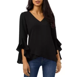 Wholesale 🔔 VINCE CAMUTO Flutter Sleeve Crossover Top Rich Black 🔥