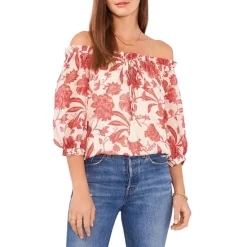 Cheap π VINCE CAMUTO Floral Print Off-the-Shoulder Top Light Birch βοΈ