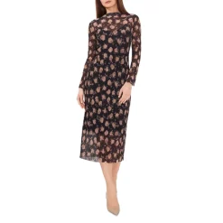 Best Sale 🥰 VINCE CAMUTO Floral Print Midi 👗 Dress Rich Black ✨