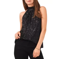 Cheapest 🤩 VINCE CAMUTO Embellished Mock Neck Top Silver 🧨