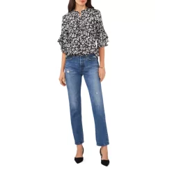 Best reviews of 👏 VINCE CAMUTO Floral Flutter Sleeve Pintuck Blouse Rich Black ⌛ -VINCE CAMUTO Sales unnamed file 265