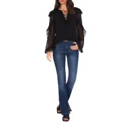 Promo ❤️ VINCE CAMUTO Ruffled Lace Up Neck Top Rich Black 😍 -VINCE CAMUTO Sales unnamed file 268