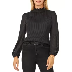 Cheapest ✔️ VINCE CAMUTO Striped Mock Neck Top Rich Black ⌛