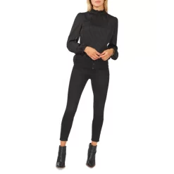 Cheapest ✔️ VINCE CAMUTO Striped Mock Neck Top Rich Black ⌛ -VINCE CAMUTO Sales unnamed file 277