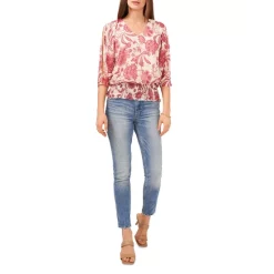 Buy ⭐ VINCE CAMUTO Floral Print Smocked Top Light Birch 😉 -VINCE CAMUTO Sales unnamed file 293