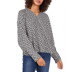 Buy π VINCE CAMUTO Printed High Low Top Rich Black π