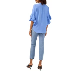 Flash Sale 🤩 VINCE CAMUTO Split Neck Ruffle Sleeve Blouse Blue Jay 🔔 -VINCE CAMUTO Sales unnamed file 317