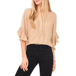 Flash Sale 🤩 VINCE CAMUTO Split Neck Ruffle Sleeve Blouse Blue Jay 🔔 -VINCE CAMUTO Sales unnamed file 318