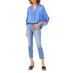 New ⌛ VINCE CAMUTO Floral Flutter Sleeve Top Deep Azure ✨ -VINCE CAMUTO Sales unnamed file 342