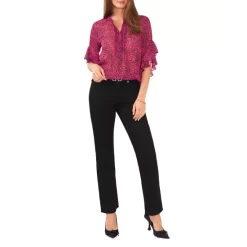 Top 10 ⭐ VINCE CAMUTO Animal Print Ruffled Sleeve Top Pomegranite Pink 🎁 -VINCE CAMUTO Sales unnamed file 346