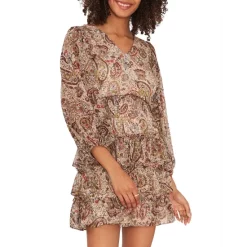Best reviews of 🌟 VINCE CAMUTO V Neck Paisley Print 👗 Dress French Roast ✔️