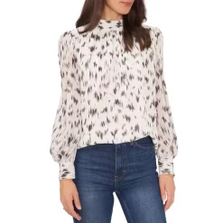 Wholesale 💯 VINCE CAMUTO Printed Stand Collar Blouse New Ivory 🔥