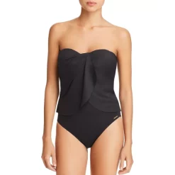 Discount π VINCE CAMUTO Draped Bandeau π Bikini Top & Convertible High-Waist π Bikini Bottom Black π