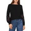Best deal 🎁 VINCE CAMUTO Lace Sleeve Top Rich Black ✨