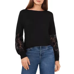 Best deal 🎁 VINCE CAMUTO Lace Sleeve Top Rich Black ✨