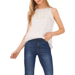 Top 10 ❤️ VINCE CAMUTO Dot Print Sleeveless Top New Ivory 👏