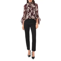 Brand new 🥰 VINCE CAMUTO Ruffled Bell Sleeve Top Dark Wine 😍 -VINCE CAMUTO Sales unnamed file 498