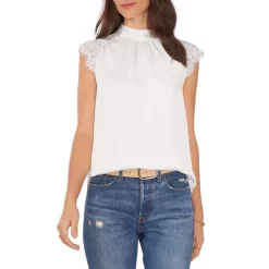 Deals 🛒 VINCE CAMUTO Lace Cap Sleeve Blouse New Ivory 🧨