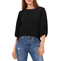 Best Sale ⌛ VINCE CAMUTO Puff Sleeve Top Rich Black ❤️