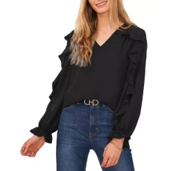 Buy π VINCE CAMUTO Ruffled Balloon Sleeve Top Rich Black π