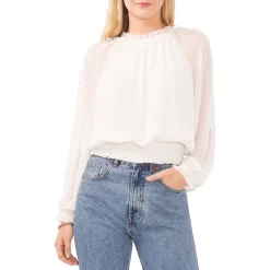 Flash Sale 😍 VINCE CAMUTO Smocked Waist Ruffle Sleeve Blouse New Ivory 🔥