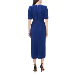 Coupon ⌛ VINCE CAMUTO Round Neck Puff Sleeve Midi 👗 Dress Twilight Blue ✨ -VINCE CAMUTO Sales unnamed file 532