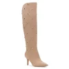 Cheapest ✔️ VINCE CAMUTO 👩 Women's Fimulie Pointed Toe Studded Over The Knee High Heel 🥾 Boots Tortilla 🛒