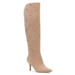 Cheapest ✔️ VINCE CAMUTO 👩 Women's Fimulie Pointed Toe Studded Over The Knee High Heel 🥾 Boots Tortilla 🛒
