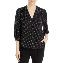 Outlet π VINCE CAMUTO Pin Dot V-Neck Blouse Rich Black π₯