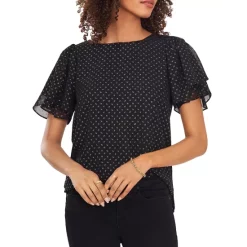 Wholesale β€οΈ VINCE CAMUTO Printed Bell Sleeve Top Rich Black π