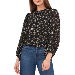 Wholesale π VINCE CAMUTO Floral Print Blouson Top Rich Black π―