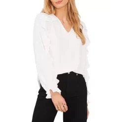 Coupon 👍 VINCE CAMUTO Ruffle Trim Blouson Sleeve Top New Ivory 😍