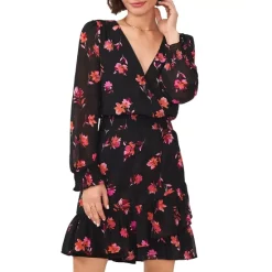 Best Sale 🧨 VINCE CAMUTO Smocked Waist A Line 👗 Dress Pomegranite ⌛