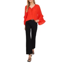 Coupon 🥰 VINCE CAMUTO Ruffled Flare Sleeve Split Neck Top Radiant Orange ⭐ -VINCE CAMUTO Sales unnamed file 622