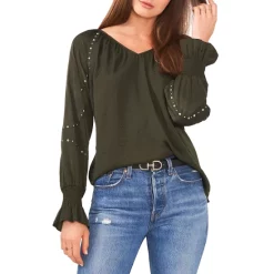 Buy ⭐ VINCE CAMUTO Embroidered Sleeve Blouse Pine Forest 🎁 -VINCE CAMUTO Sales unnamed file 63