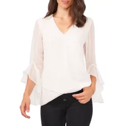 Cheapest 🌟 VINCE CAMUTO V Neck Clip Dot Top New Ivory ❤️