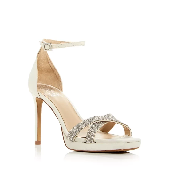 Outlet 💯 VINCE CAMUTO Kalvira2 Embellished High Heel 🩴 Sandals Milk Satin 😉 6 Outlet 💯 VINCE CAMUTO Kalvira2 Embellished High Heel 🩴 Sandals Milk Satin 😉 - Image 6