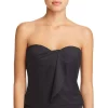 Discount ✨ VINCE CAMUTO Draped Bandeau Tankini Top Black 💯