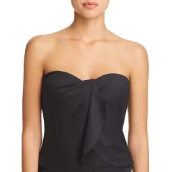Discount β¨ VINCE CAMUTO Draped Bandeau Tankini Top Black π―
