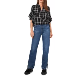 Best Pirce 🎁 VINCE CAMUTO Ruffled Sleeve Top Rich Black 🤩 -VINCE CAMUTO Sales unnamed file 748